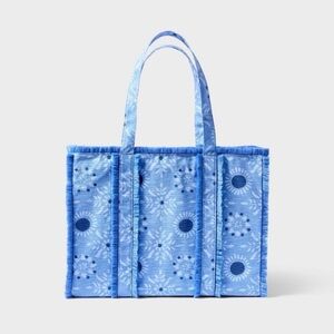 🐇 🎯 Roller Rabbit x Target Medallion Fringe Canvas Tote Bag, NWT